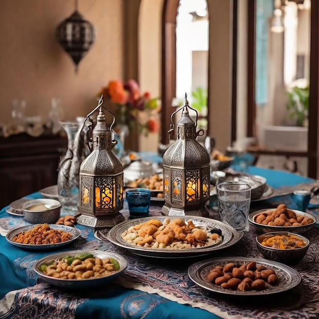 Many kinds of food at the hands of family members local food