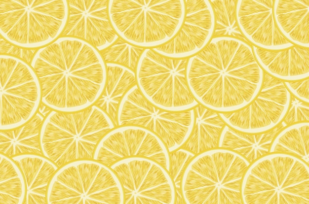 Vector many slices of juicy beautiful lemon