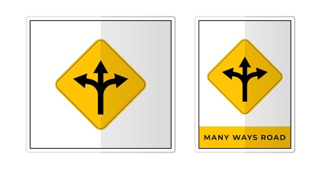 Многие способы дорожного знака Этикетка Символ Значок Векторные Иллюстрации
