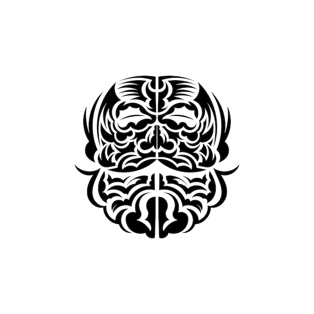 Maori-masker angstaanjagende maskers in het lokale ornament van polynesië geïsoleerde tatoeageschets vectorillustratie