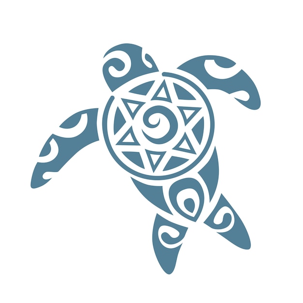 Maori polynesian ethno tribal boho style turtle turtle logo graphic design concept