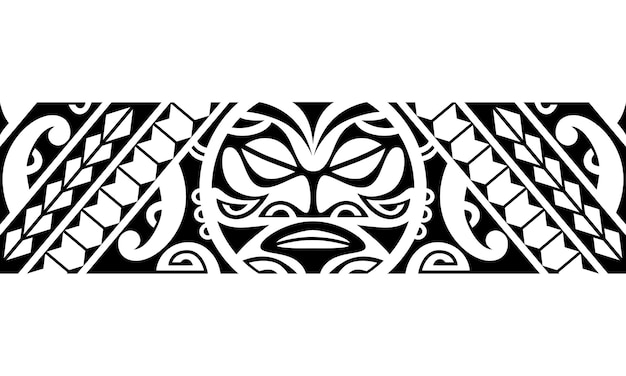 Maori polynesian tattoo bracelet Tribal sleeve seamless pattern vector