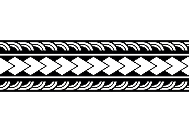 Maori polynesian tattoo border. Tribal sleeve seamless pattern vector.  Samoan bracelet tattoo design fore arm or foot. Armband tattoo tribal. band  fabric seamless ornament isolated on white background Stock Vector by  ©marinastorm5554