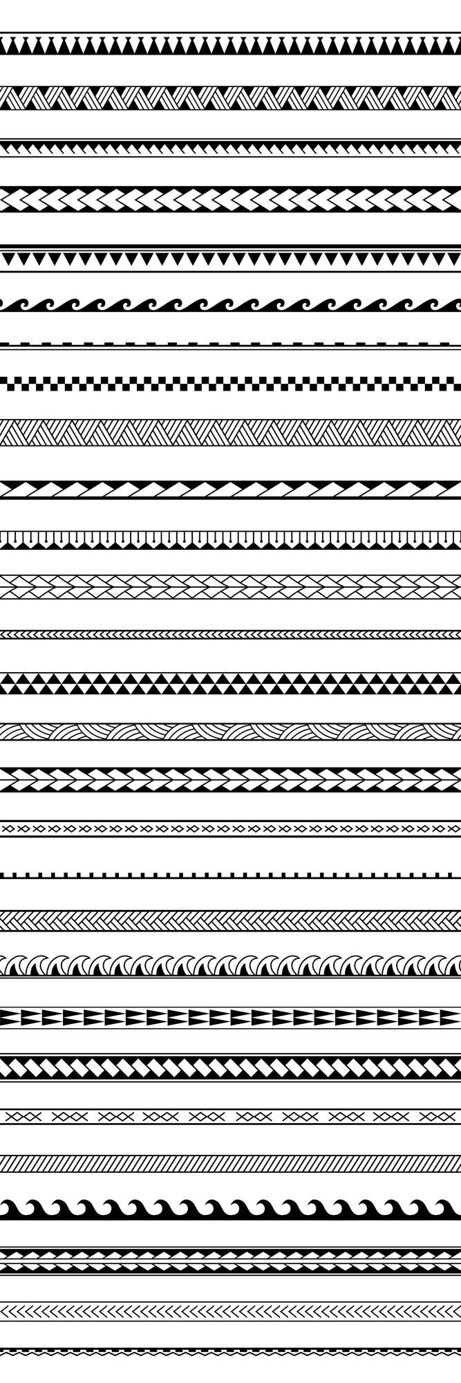 Vector maori polynesian tribal geometric seamless vector pattern set