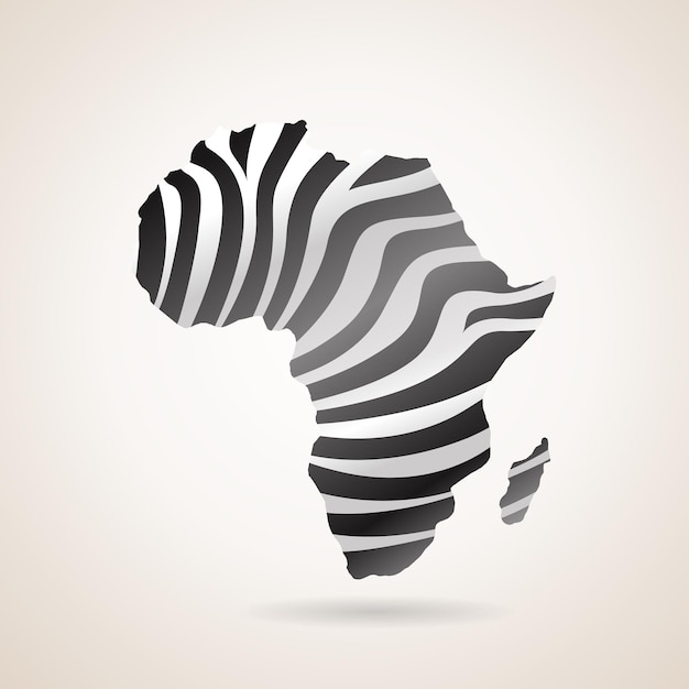 Vector map of africa continent in zebra stripy style