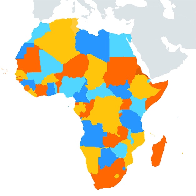 Vector map of africa with countries in color