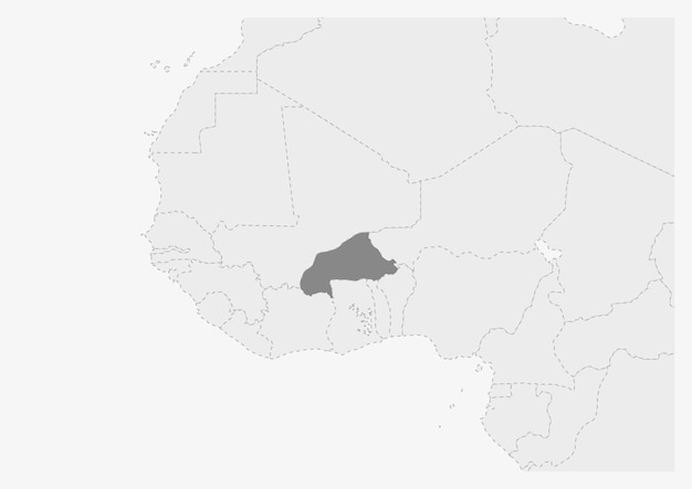 Map of africa with highlighted burkina faso map