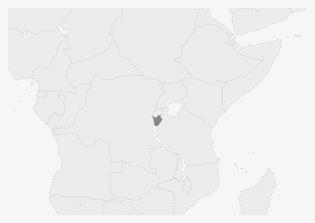 강조 표시된 부룬디 지도와 아프리카의 지도
