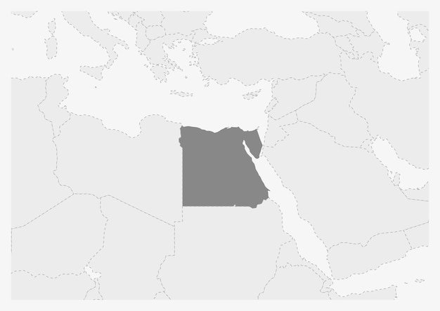 강조 표시된 이집트 지도와 아프리카의 지도