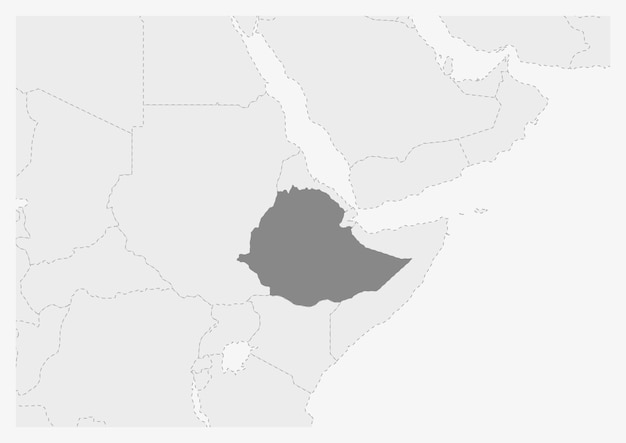 Map of Africa with highlighted Ethiopia map