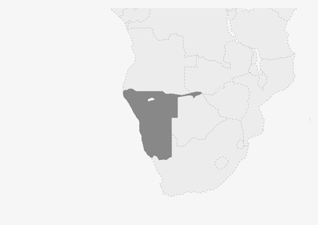 強調表示されたナミビア マップとアフリカの地図