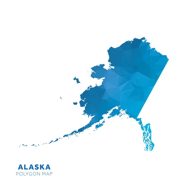 Map of alaska blue geometric polygon map