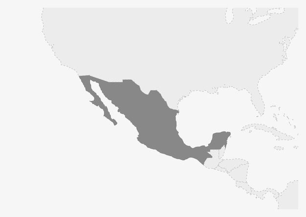 Vector map of america with highlighted mexico map