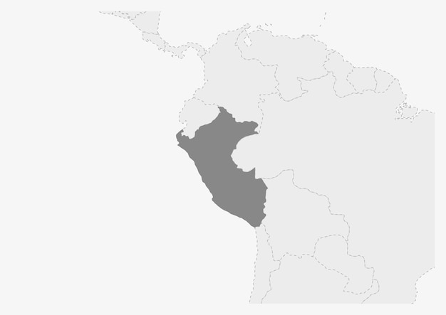 Map of America with highlighted Peru map