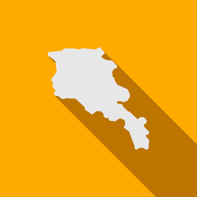 Map of Armenia on yellow Background with long shadow