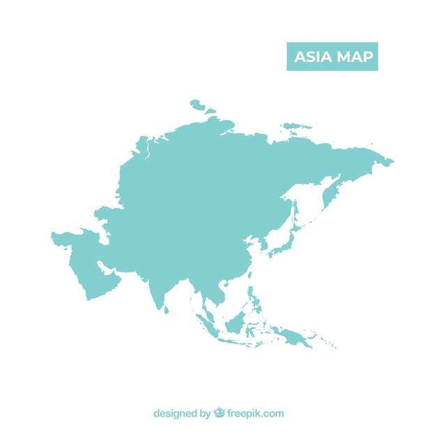 Vettore mappa di asia in stile piano