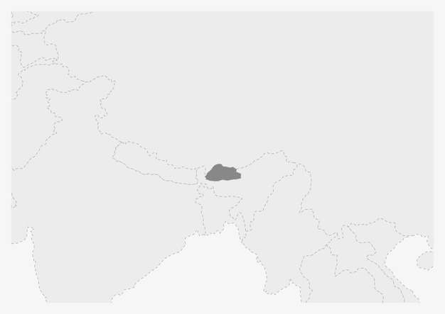 Mappa dell'asia con mappa del bhutan evidenziata