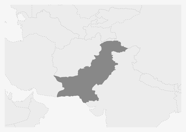 Map of Asia with highlighted Pakistan map