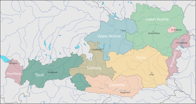 Vettore mappa dell'austria