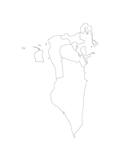 Mappa del bahrain con silhouette e contorno vettoriale ad alta risoluzione