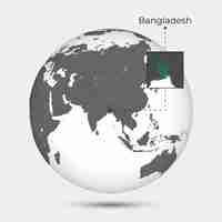 Vector map of bangladesh with position on the globe