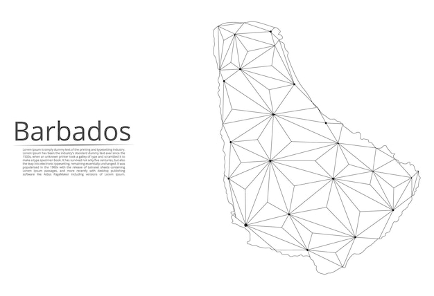 Connessione mappa di barbados immagine vettoriale lowpoly di una mappa globale con luci a forma di città