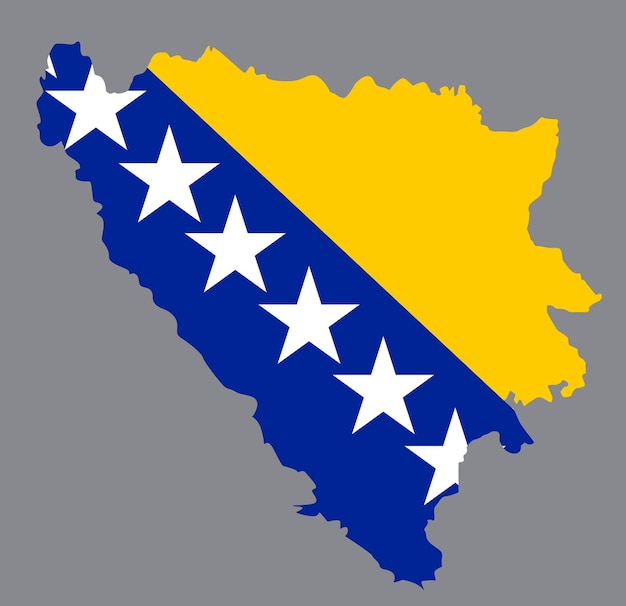 Map Bosnia and Herzegovina with flag europe cartgraphy