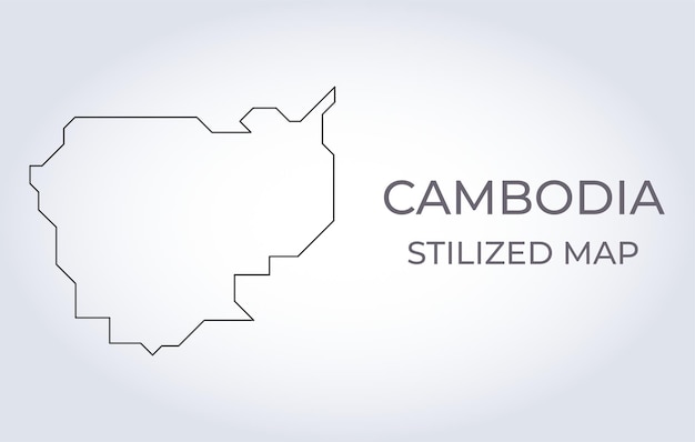 カンボジアの地図 スタイリッシュなミニマリストスタイル