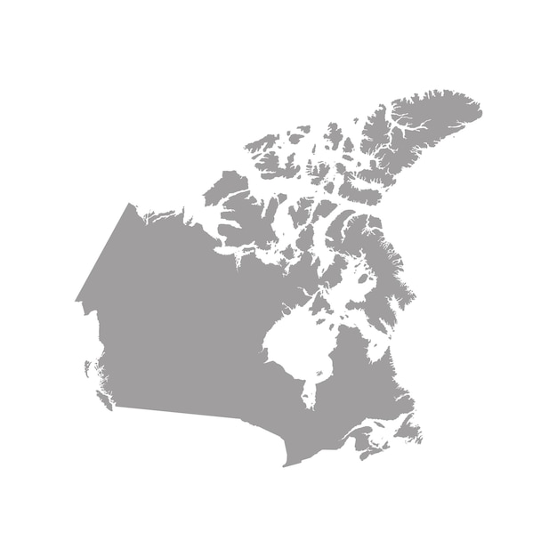 Mappa del canada in grigio su sfondo bianco