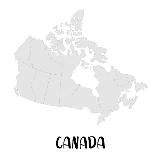 Mappa del canada in grigio su sfondo bianco