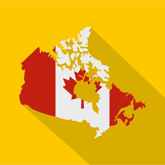 Vector map of canada in national flag colors icon flat illustration of map of canada in national flag colors vector icon for web isolated on yellow background