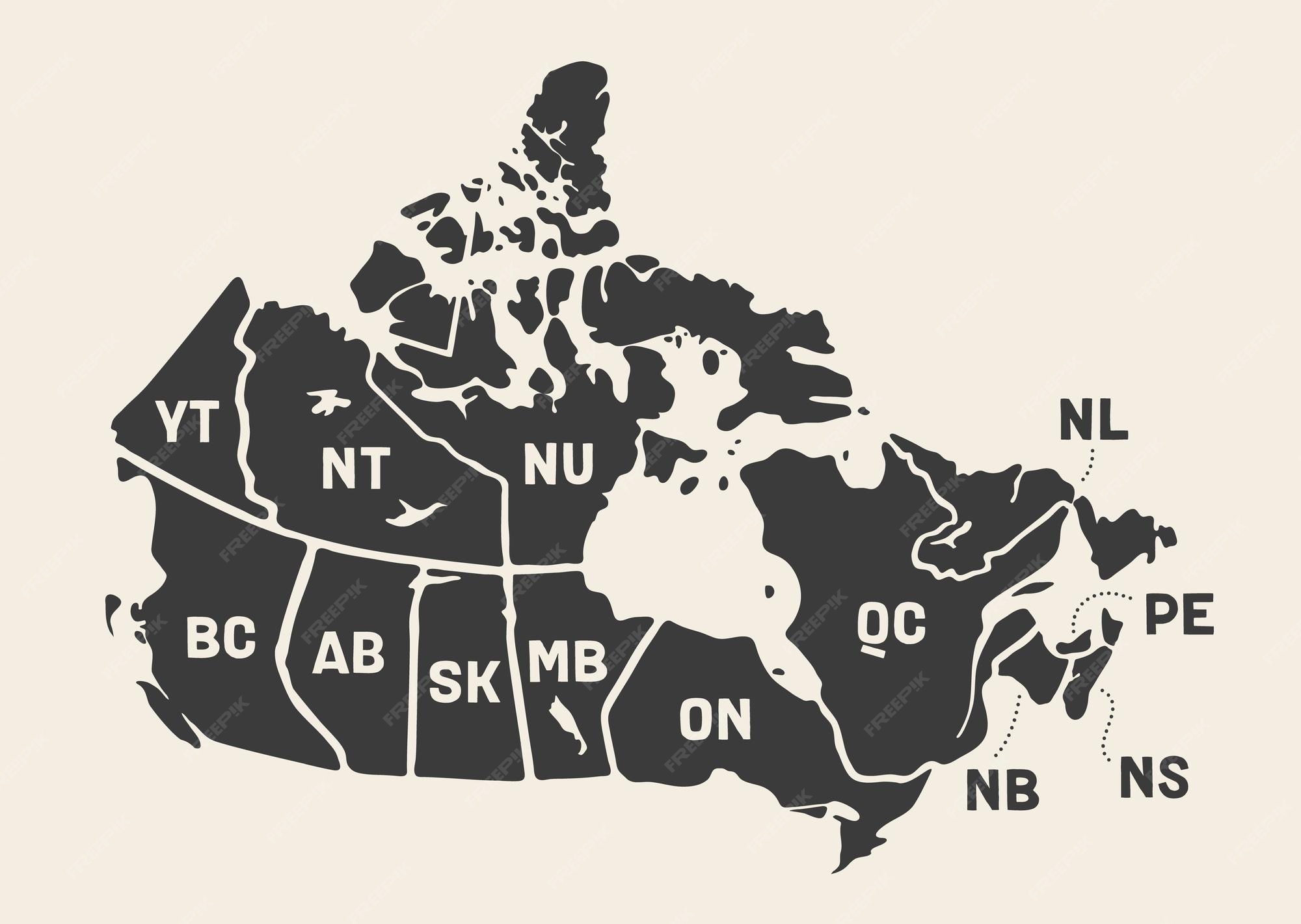 Premium Vector | Map Canada. Poster map of provinces and territories of