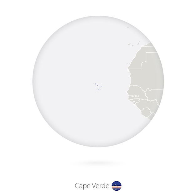 Vector map of cape verde and national flag in a circle cape verde map contour with flag vector illustration