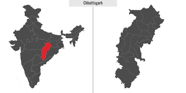 Карта штата Чхаттисгарх в Индии