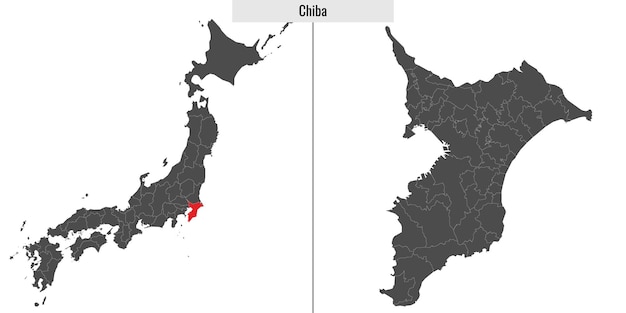 Vettore mappa della prefettura di chiba in giappone