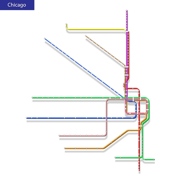 シカゴの地下鉄の地図 都市交通スキームのテンプレート