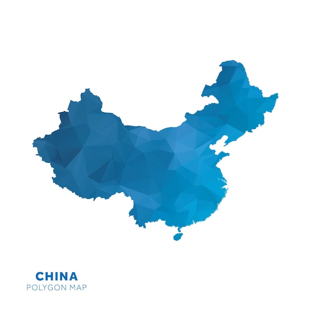 Vector map of china blue geometric polygon map