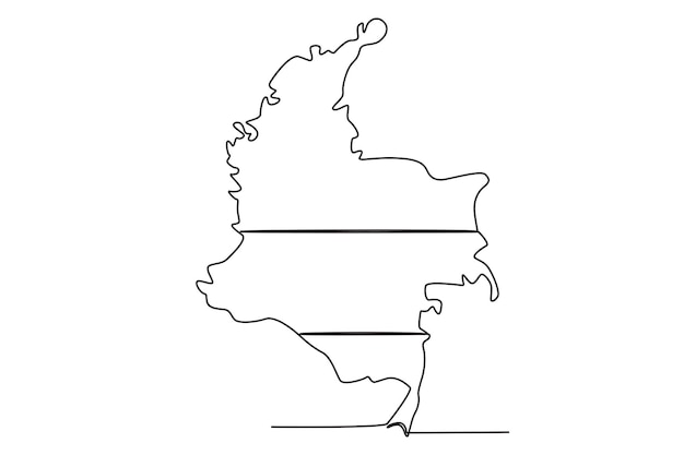 A map of Colombia country Independencia de Colombia oneline drawing