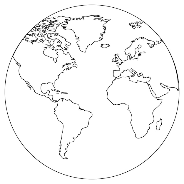 Map of the continents on the globe.