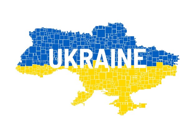 Карта страны Украина векторная цветная иллюстрация для баннерного веб-дизайна, реклама квадратов