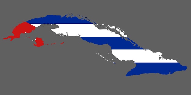 Map Cuba with flag North  America cartography