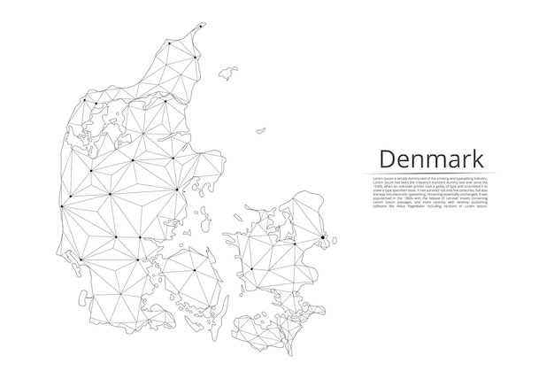 Map of denmark connection vector lowpoly image of a global map with lights in the form of cities