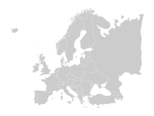 Map of europe with countries and borders