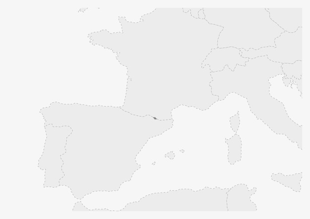 Mappa dell'europa con evidenziata la mappa di andorra