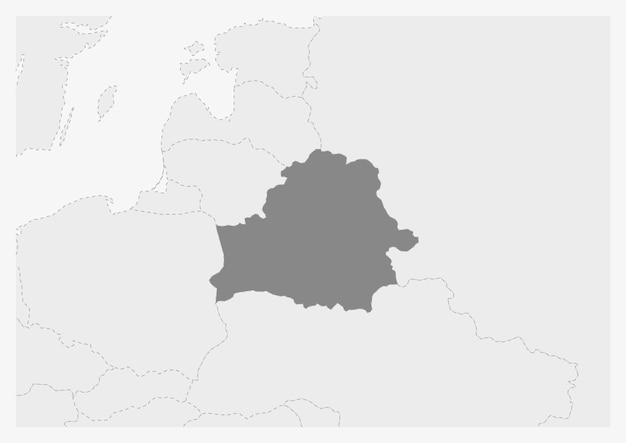 Mappa dell'europa con evidenziata la mappa della bielorussia