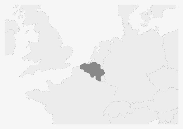 Vector map of europe with highlighted belgium map