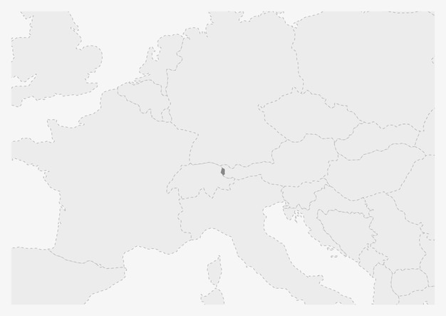 Mappa dell'europa con evidenziata la mappa del liechtenstein