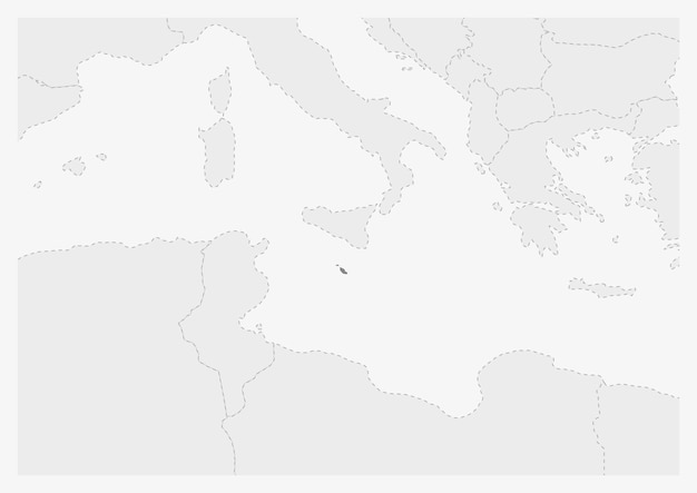 강조 표시된 몰타 지도가 있는 유럽 지도