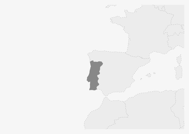 強調表示されたポルトガル マップとヨーロッパの地図