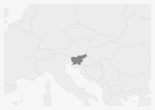 Mappa dell'europa con evidenziata la mappa della slovenia